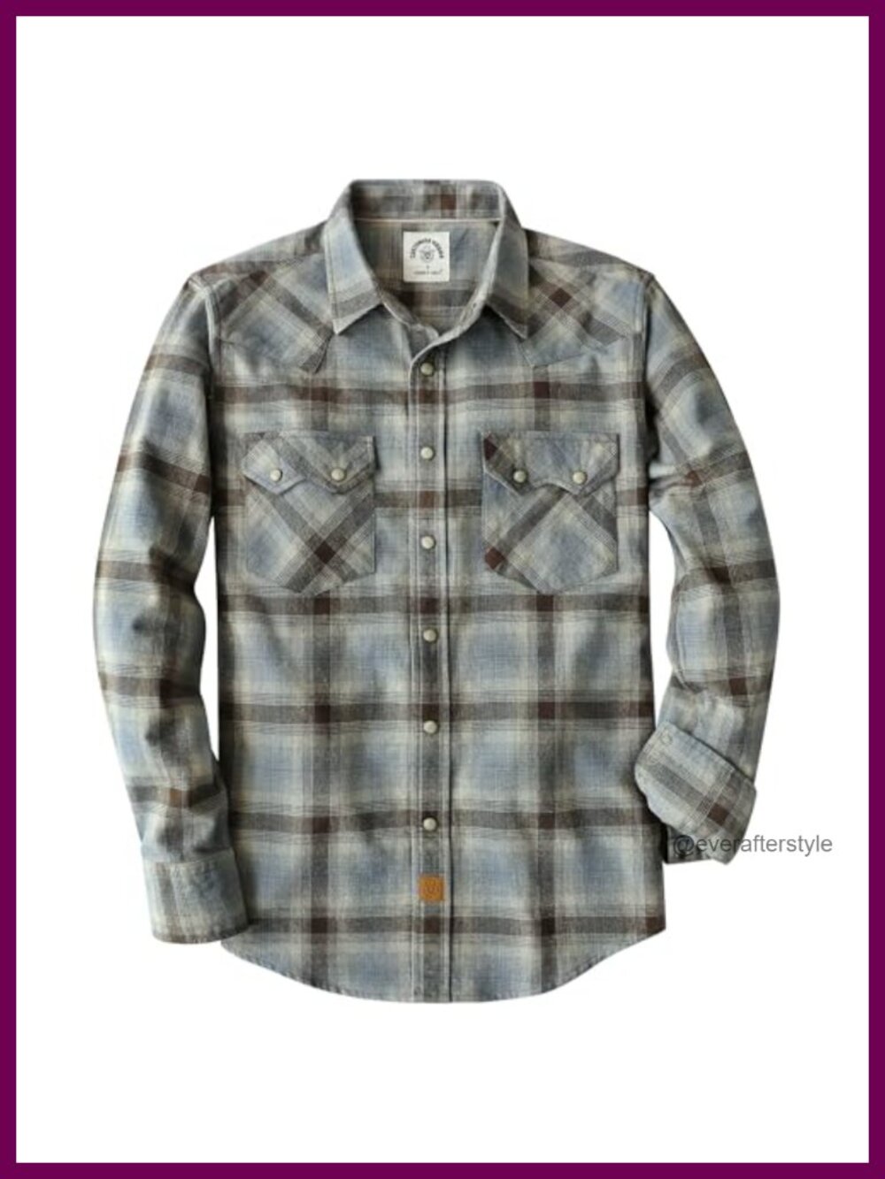 Dubinik Flannel Shirt Men Western Long Sleeve Cotton Snap Cowboy Plaid